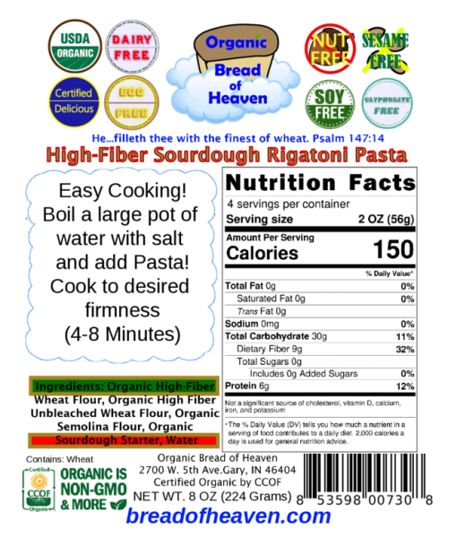 High-Fiber Sourdough Rigatoni Pasta - Image 2