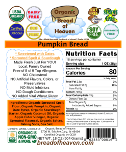 Alternative view of Pumpkin Bread - 18 oz - Date Syrup - (Sourdough)