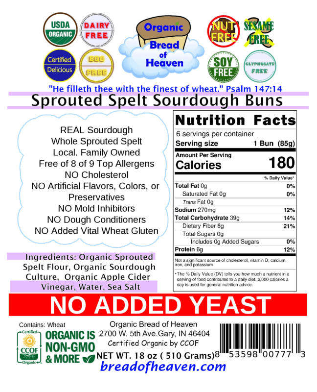 100% Sprouted Spelt Sourdough Buns - 6 pk - Image 3