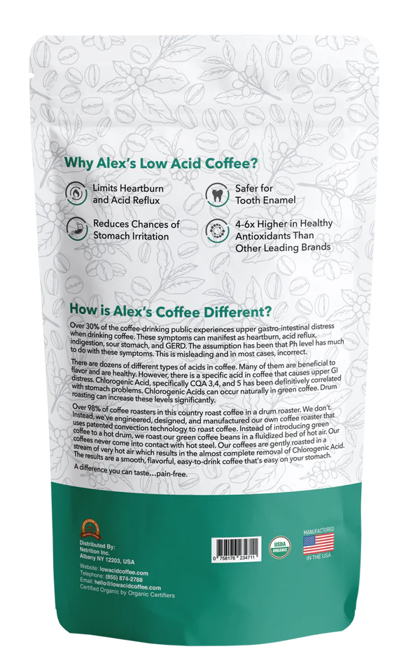 Alex's Low Acid Organic Coffee Decaf Fresh Ground - 12 oz. - Image 3