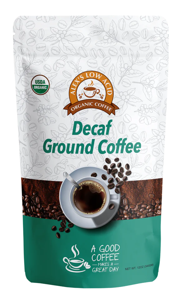 Alex's Low Acid Organic Coffee Decaf Fresh Ground - 12 oz.