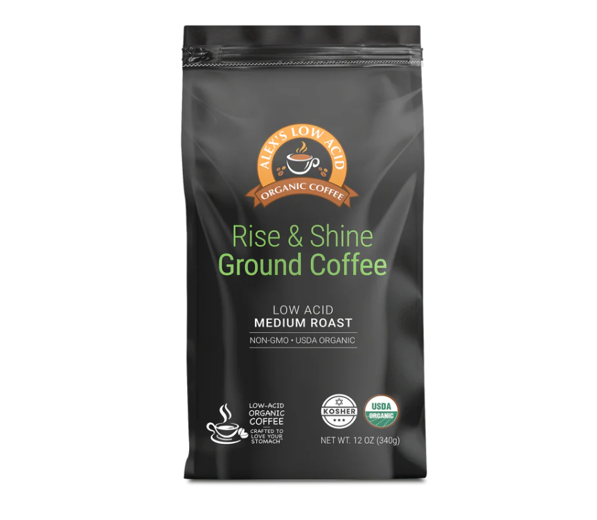 Alex's Low Acid Organic Coffee Rise and Shine Fresh Ground-12 oz.