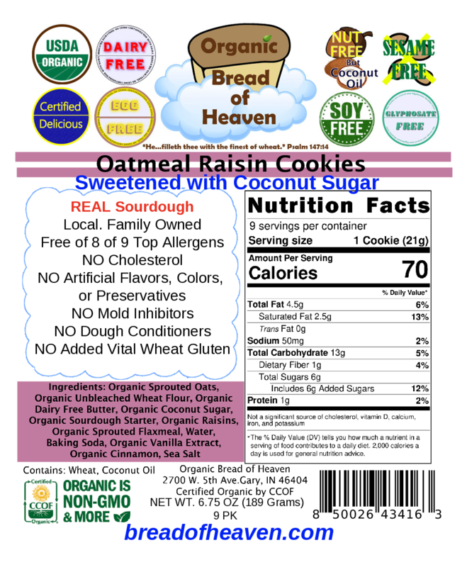 Oatmeal Raisin Cookies - 9 pk - (Sourdough)