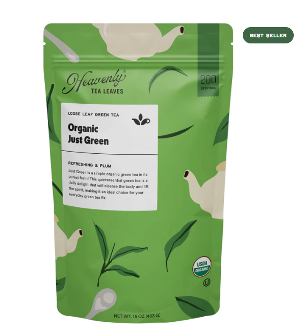 Heavenly Tea Leaves Organic Bulk Loose Leaf - Just Green - 16 oz.