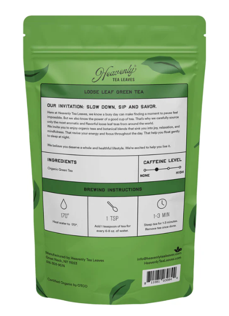 Heavenly Tea Leaves Organic Bulk Loose Leaf - Just Green - 16 oz. - Image 2