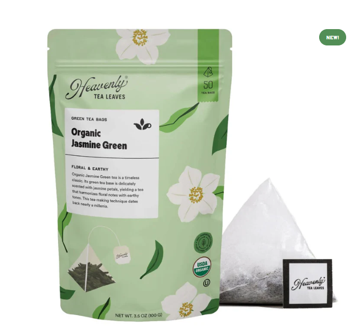Heavenly Tea Leaves Organic Jasmine Green - Herbal Tea Bags, 50 Count