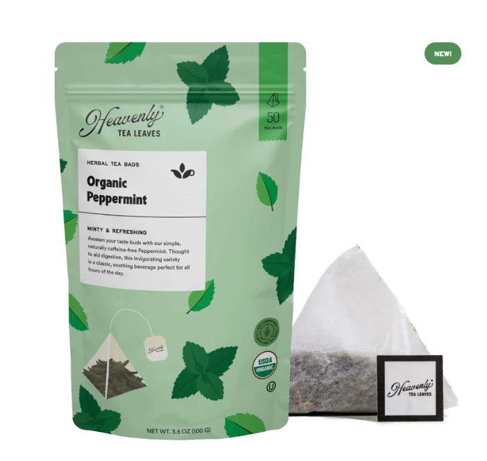 Heavenly Tea Leaves Organic Peppermint - Herbal Tea Bags, 50 Count