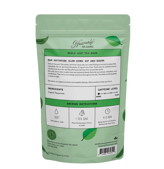 Heavenly Tea Leaves Organic Peppermint - Herbal Tea Bags, 50 Count - Image 3